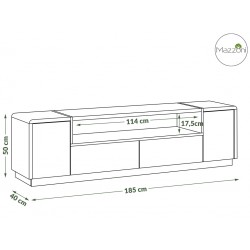 TV stolek FOLK RTV-185, bílý lesk a mat / beton, skříňka